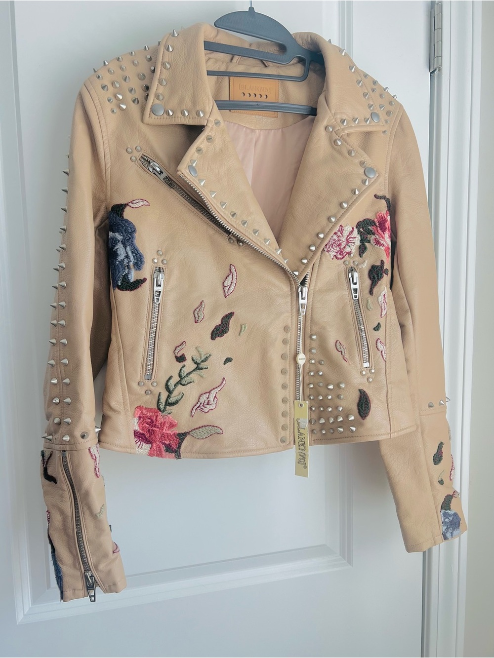 NWT Woman’s BLANKNYC Studded Embroidered Moto Jacket size Medium